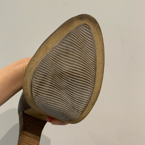 ECCO Genuine Leather High Heels, vintage effect, round toe, block heels - Picture 5 of 7